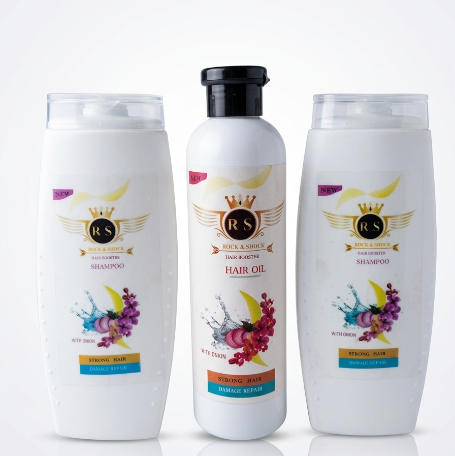 Rock & Shock Hair Fall Kit – 2 Shampoos + 1 Hair Oil