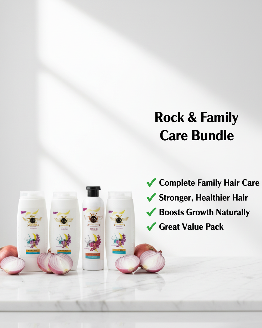 Rock & Shock Family Care Bundle - 3 Shampoo + 1 Hair Oil